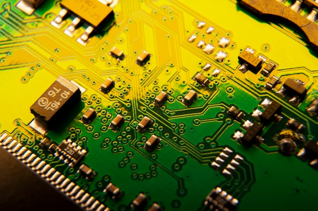 Circuit board close-up with different components