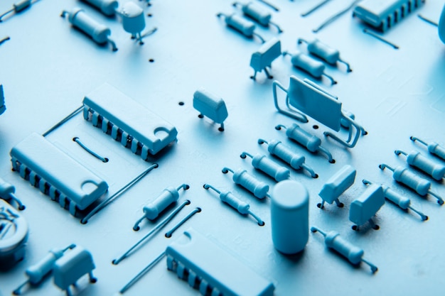 Circuit board close-up with different components