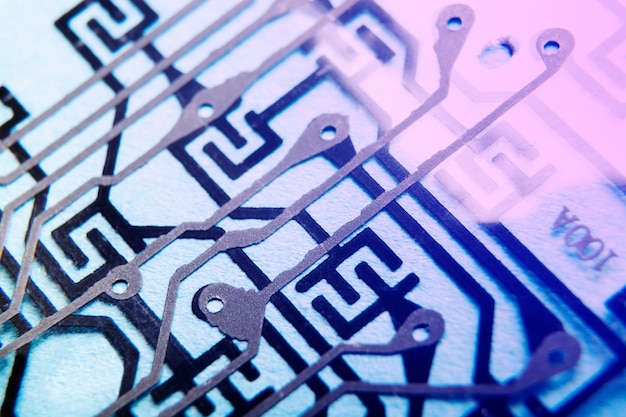 Circuit board close-up with different connections