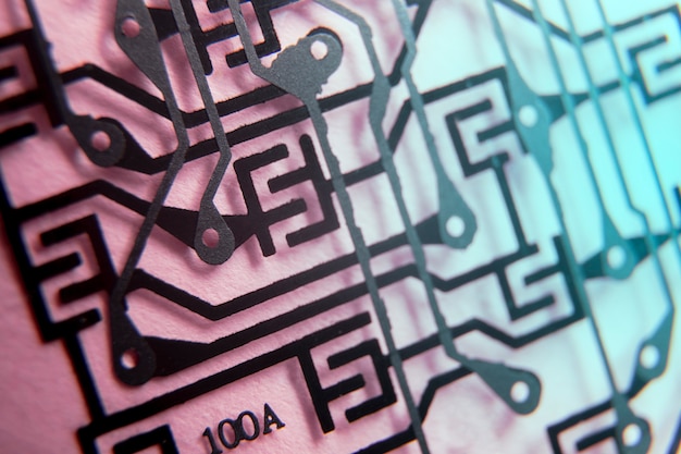 Free photo circuit board close-up with different connections