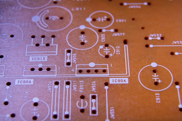 Free photo circuit board close-up with different connections