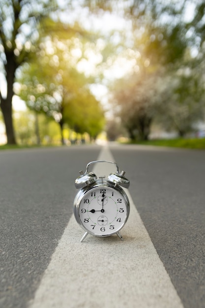 Circular clock outdoors still life