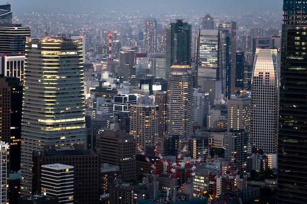 Free Photo city buildings at nighttime high angle