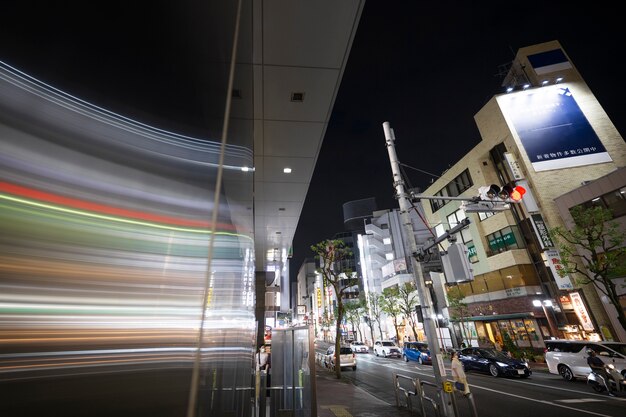 City at night with vibrant lights