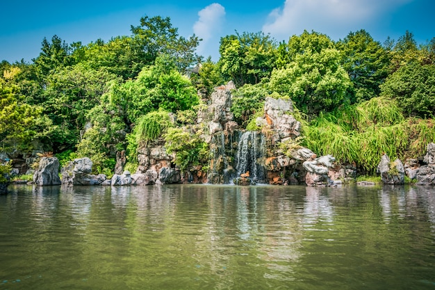 The city park with lake