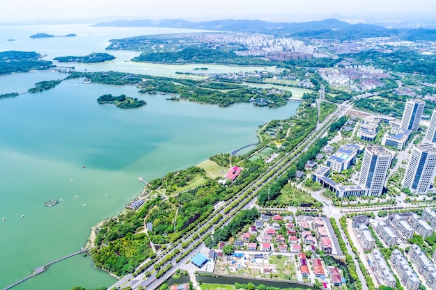 The city park with lake