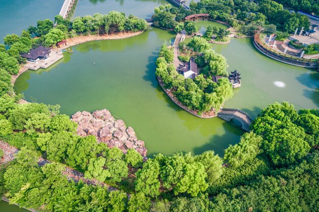 The city park with lake