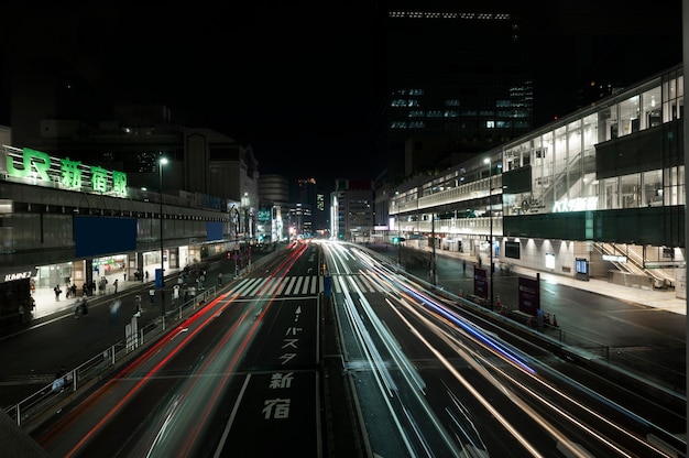 Free photo city sparkles of light on the streets at night