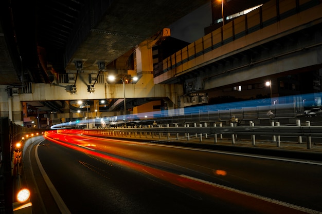 City sparkles of light on the streets at night