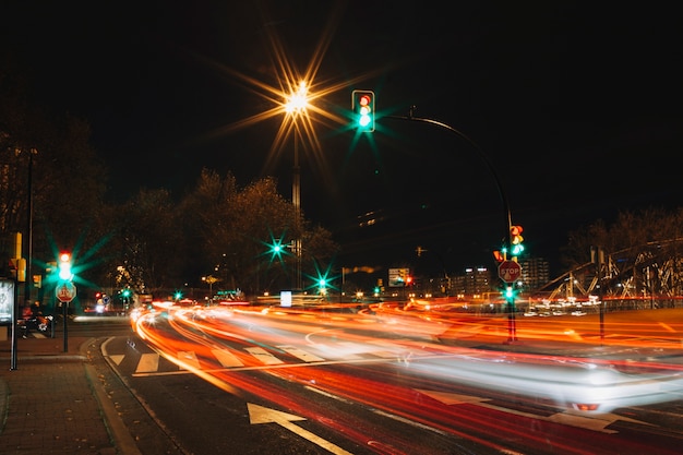 City street in long exposure