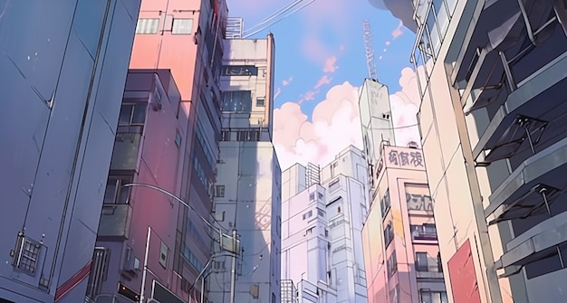 Free photo cityscape of anime inspired urban area