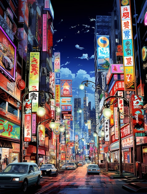 Free photo cityscape of anime inspired urban area