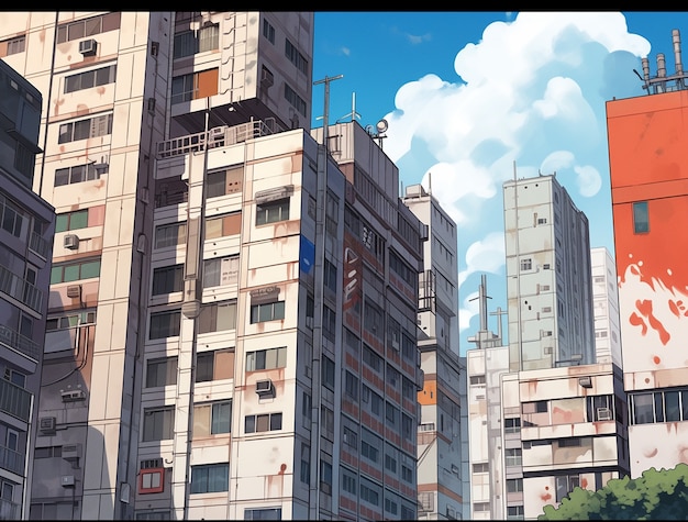 Free photo cityscape of anime inspired urban area