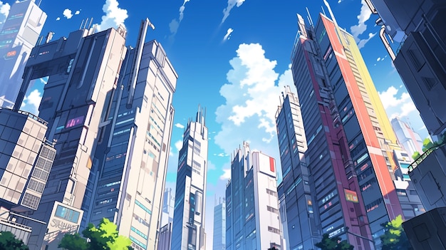 Free Photo cityscape of anime inspired urban area