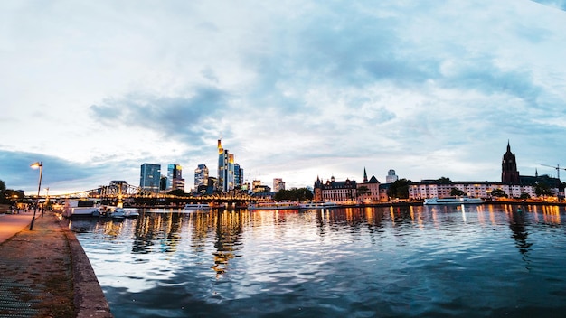 Cityscape of Frankfurt downtown at sunset Germany