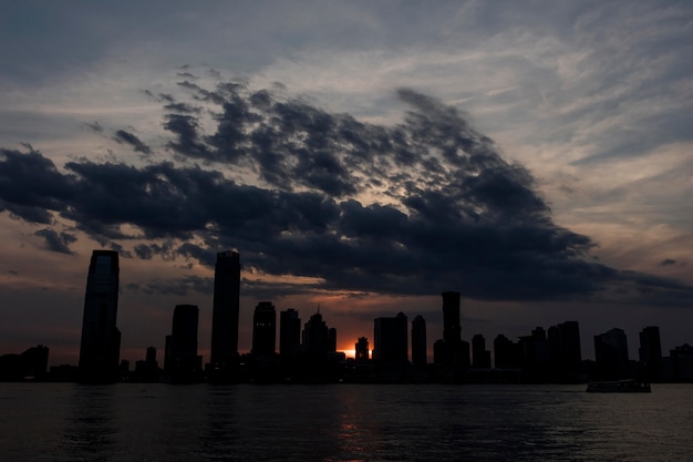 Free Photo cityscape with big buildings and water