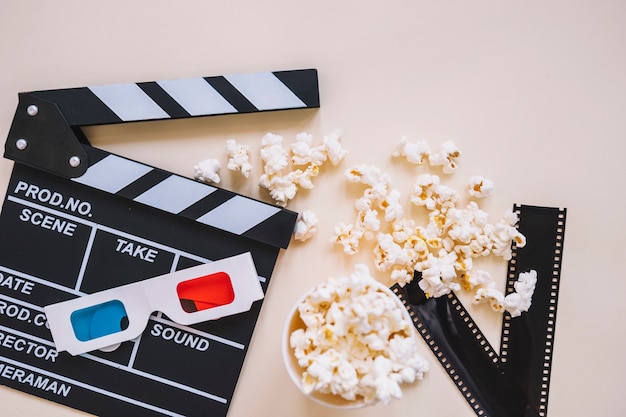 Clapperboard and film elements