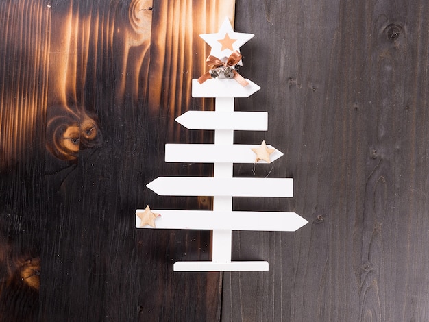 Free Photo classic christmas home decoration on wooden background. handmade decoration