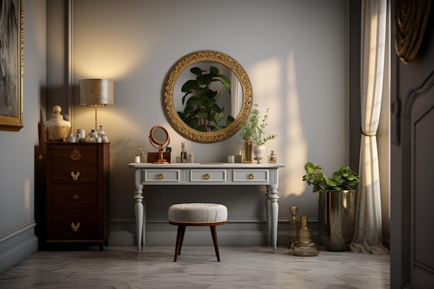 Free Photo classic console table and mirror furniture interior design luxurious room