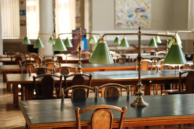 Classic interior of empty university library