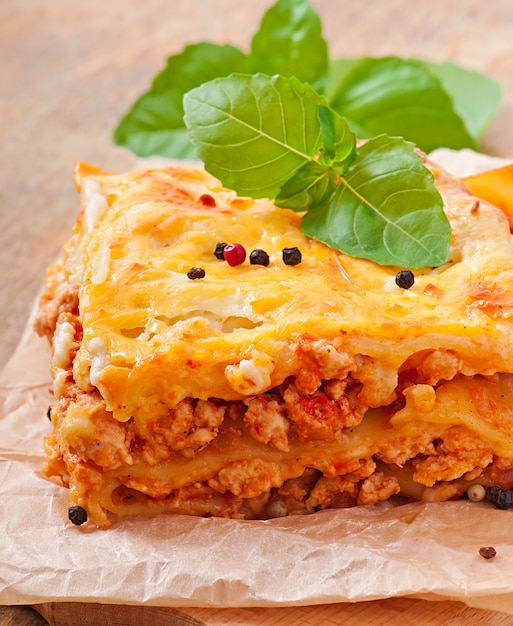 Free photo classic lasagna with bolognese sauce