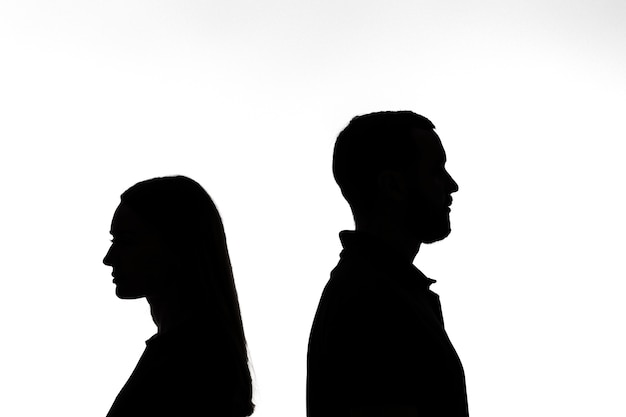 Classic portrait silhouette of couple