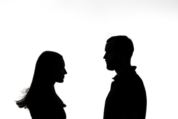 Classic portrait silhouette of couple