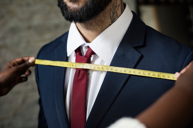 Classy man in the tailor shop