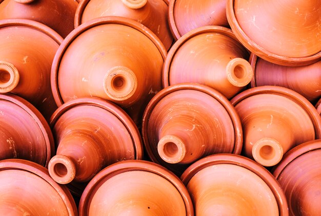 Clay pots on market in morocco