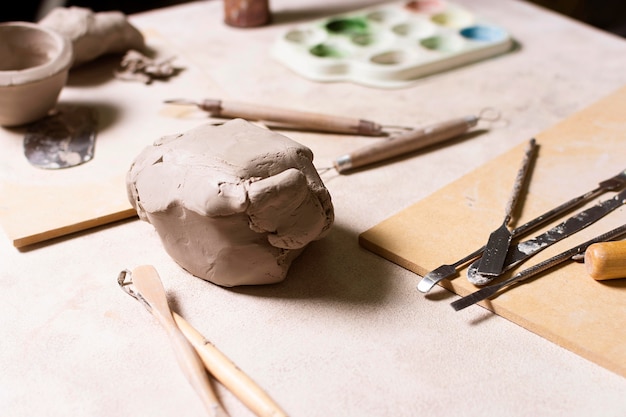 Clay and tools for pottery