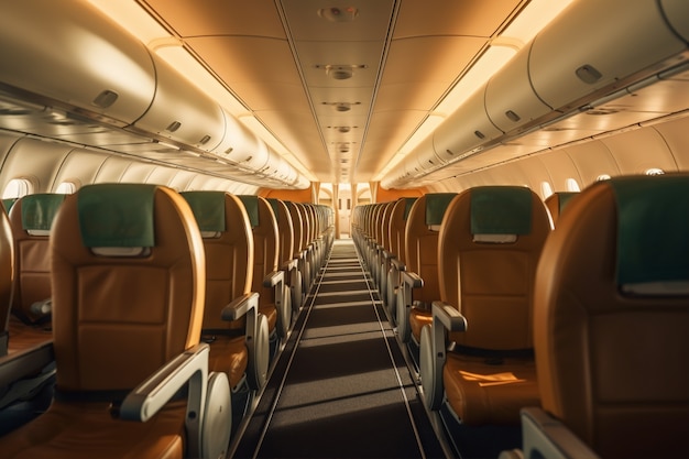 Free photo clean airplane interior