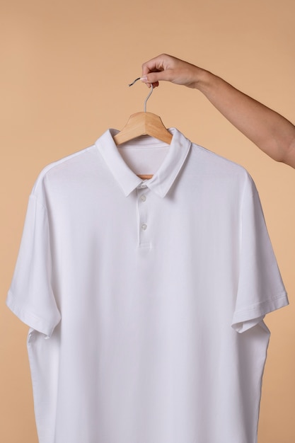 Clean and blank shirt on hanger