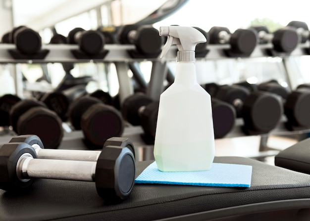 Cleaning solution with weights in the gym