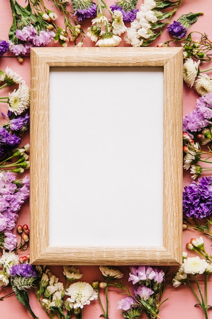 Clear frame in flowers composition