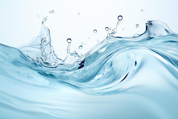 Clear water flowing over a blue background