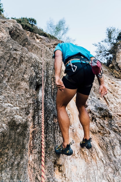 Climber being held by rope