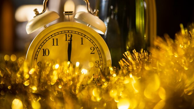 Clock between golden decorations