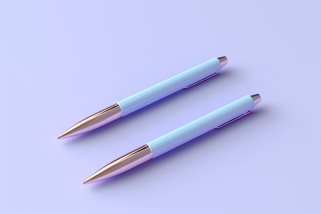 Free photo close up on 3d rendering of identical pens