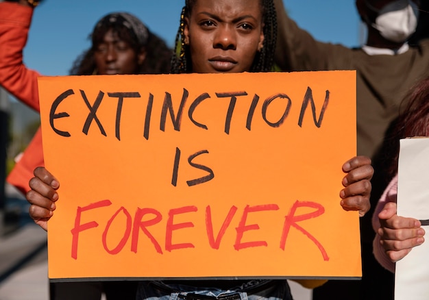 Close up activists protesting together