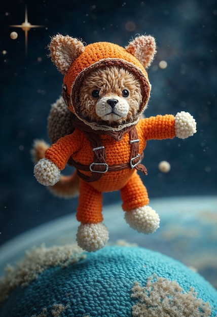 Free Photo close up on adorable amigurumi bear