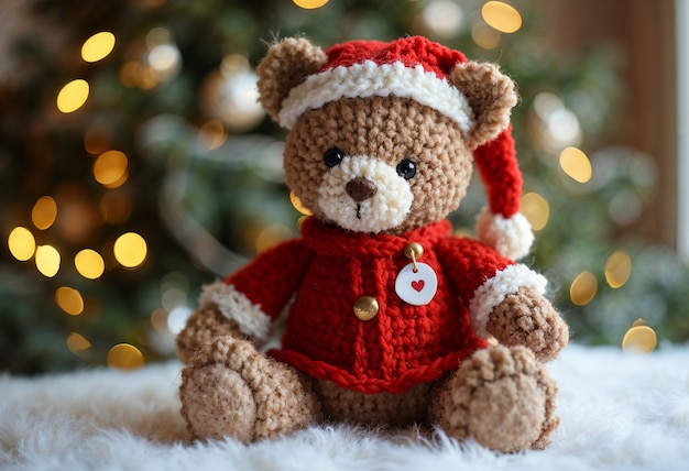 Free photo close up on adorable amigurumi bear