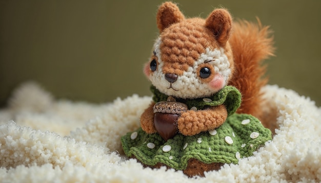 Free Photo close up on adorable amigurumi squirrel