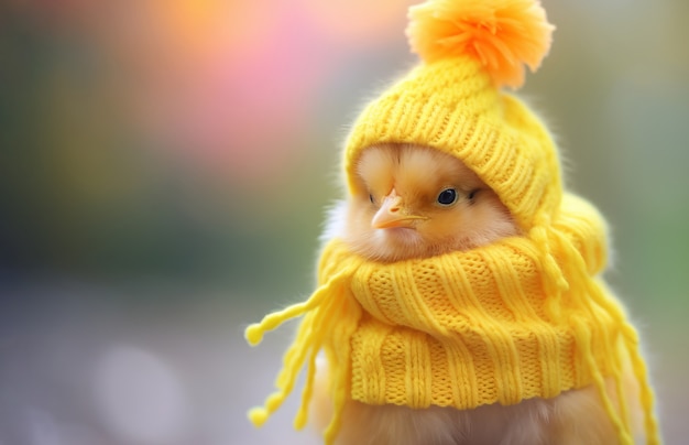 Free photo close up on adorable baby chick