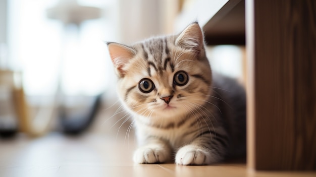 Free photo close up on adorable kitten indoors