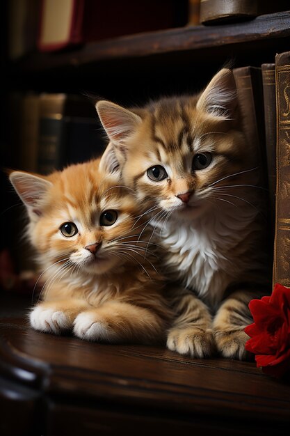 Close up on adorable kittens indoors