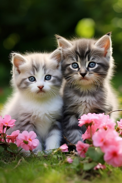 Free Photo close up on adorable kittens