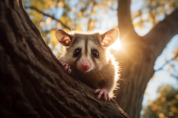 Free Photo close up on adorable possum in nature