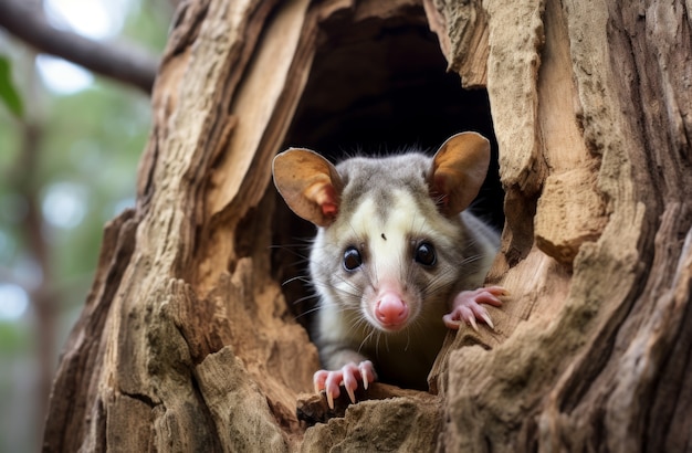 Free photo close up on adorable possum in nature