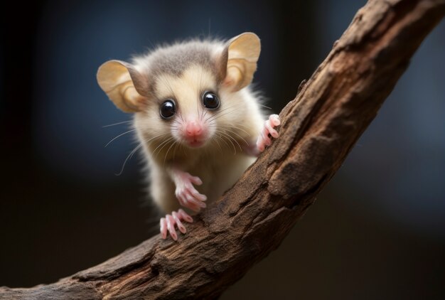 Close up on adorable possum in nature