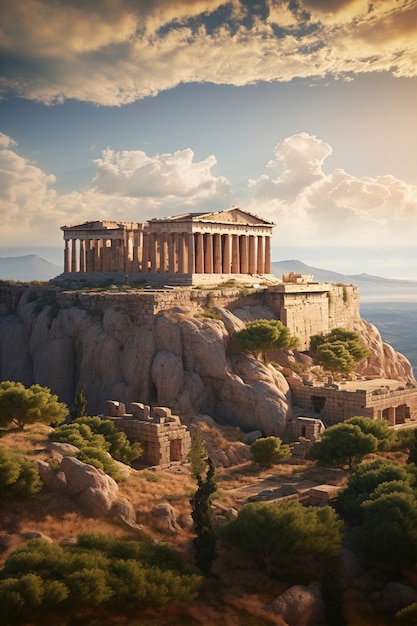 Close up on ancient greece  temple